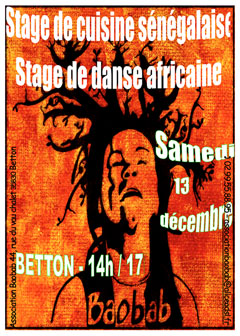 Stage de danse, percussions et de cuisine africaine avec l'association Baobab à Betton - Samedi 16 Mai 2009