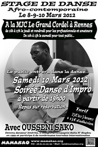 Stage de danse afro-contemporaine par Ousseni Sako - 08/09/10 Mars 2012